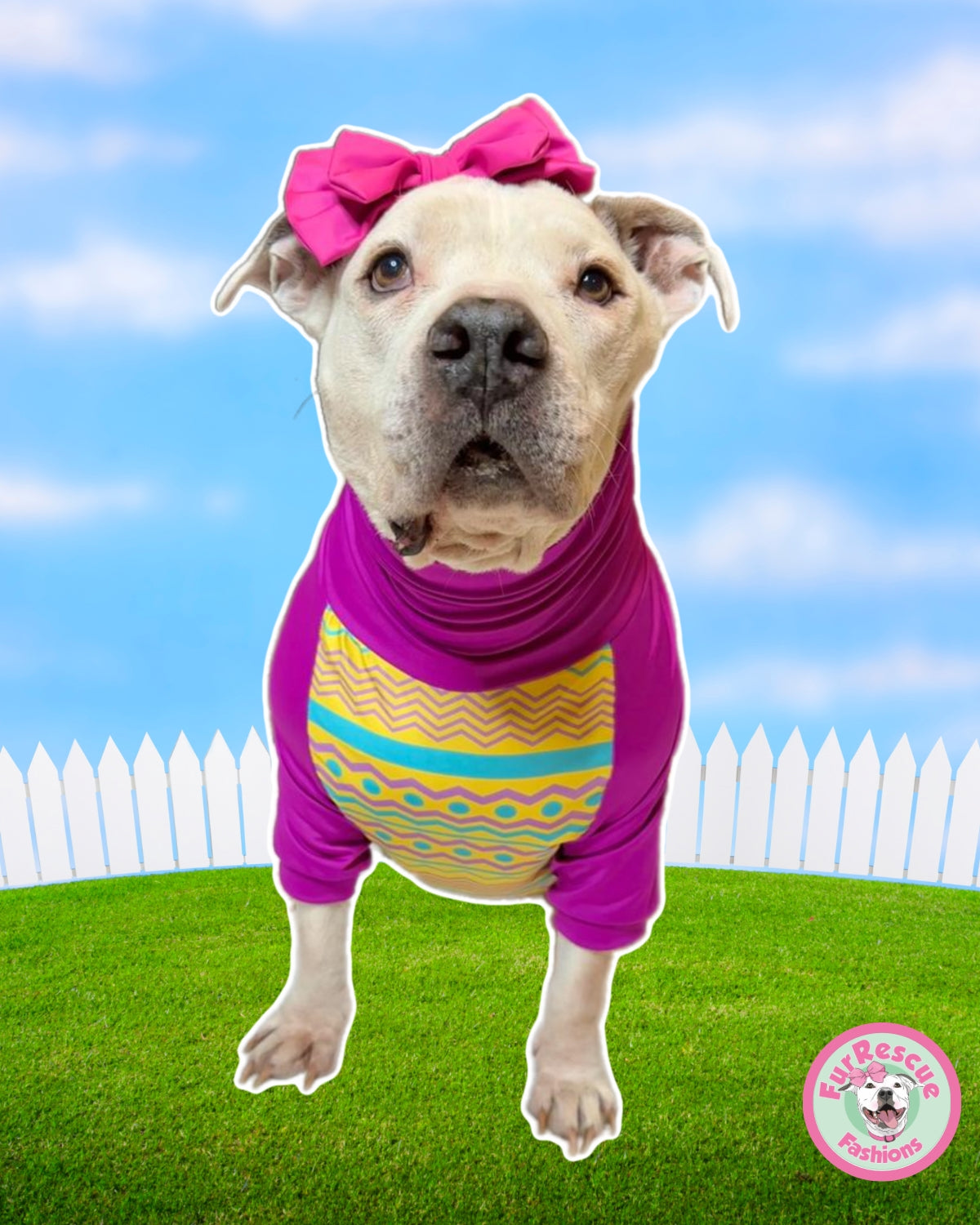 Fashion Eggspert - PAWjama with Fuchsia or Aqua Neck & Trim/Sleeves