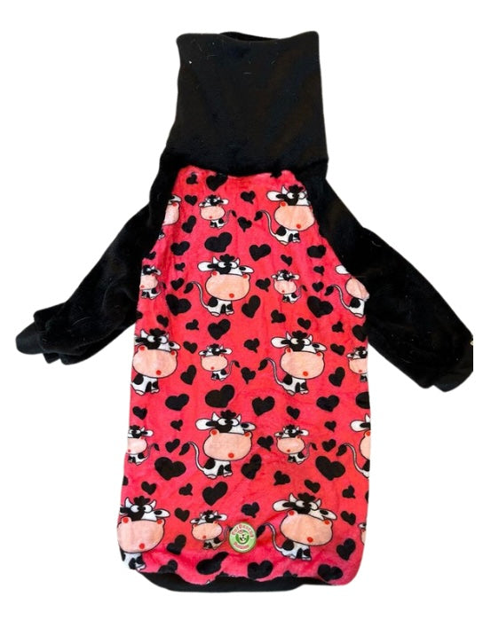 Udderly in Love in Red - PAWJama with Black Trim/Sleeves