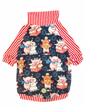 Piggies in Winter Paradise - PAWJama with Stripes or Solid Red Trim/Sleeves