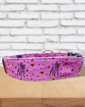 Cupid Pittie Kisses in Pink Fabric Collar 1.5”