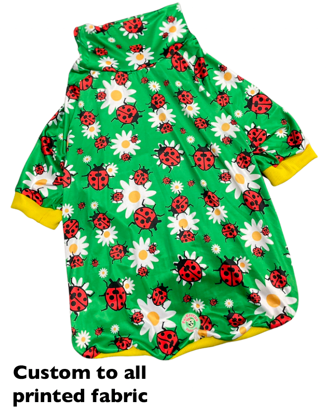 Lady Bugs & Daisies - PAWJama with Yellow Neck & Trim/Sleeves