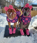 Pink & Navy Hearts of Plaid-  PAWJama with Navy Trim/Sleeves