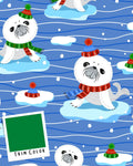 Holiday Seals - PAWjama with Green Neck & Trim/Sleeves