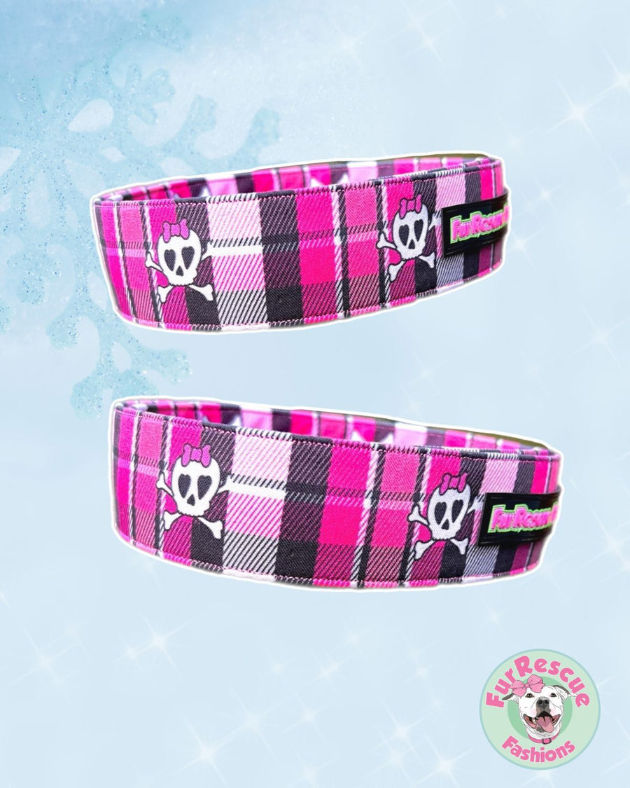 Skully in Pink Recycled Canvas Collar 1.5”