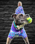 Peace, Love, Rescue in Purple - PAWjama with Purple Neck & Trim/Sleeves