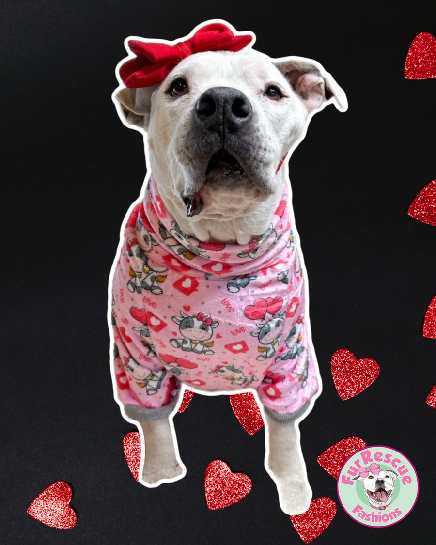 Let’s SMOOch in Pink - PAWjama with Gray Neck & Trim/Sleeves