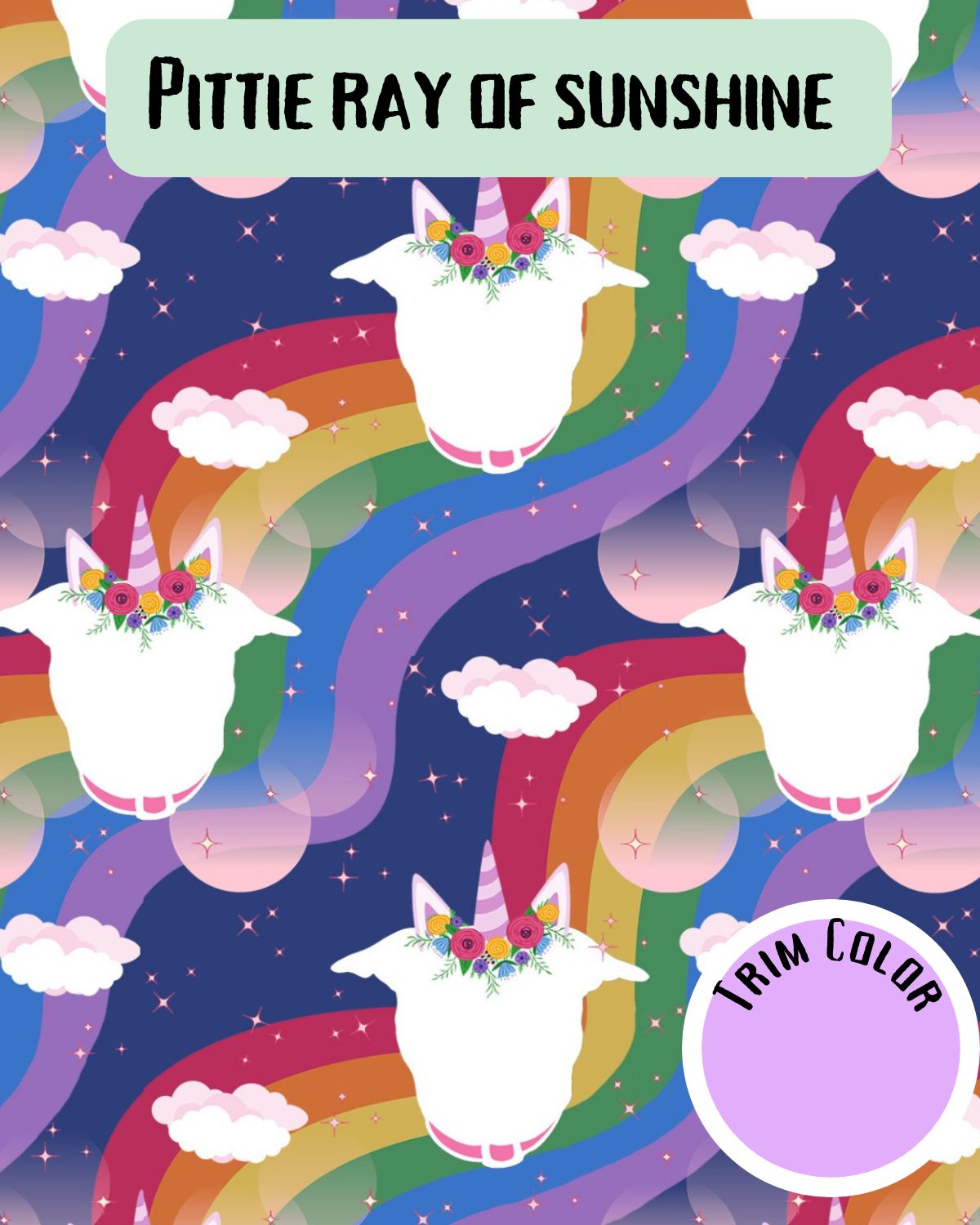 Pittie Ray Of Sunshine - PAWjama with Lilac Neck & Trim/Sleeves