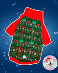 Green Pitmas Fair Isle - PAWjama with Red Neck & Trim/Sleeves