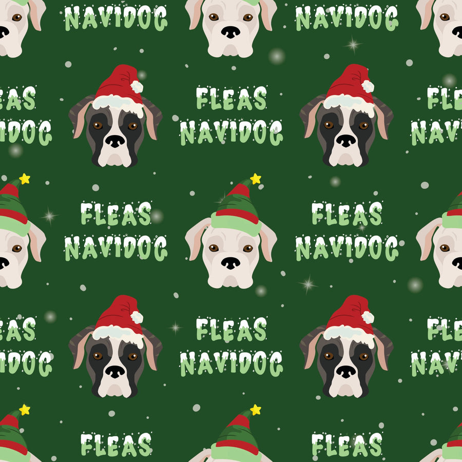 Fleas Navidog Boxers Green - PAWjama with Red Neck & Trim/Sleeves