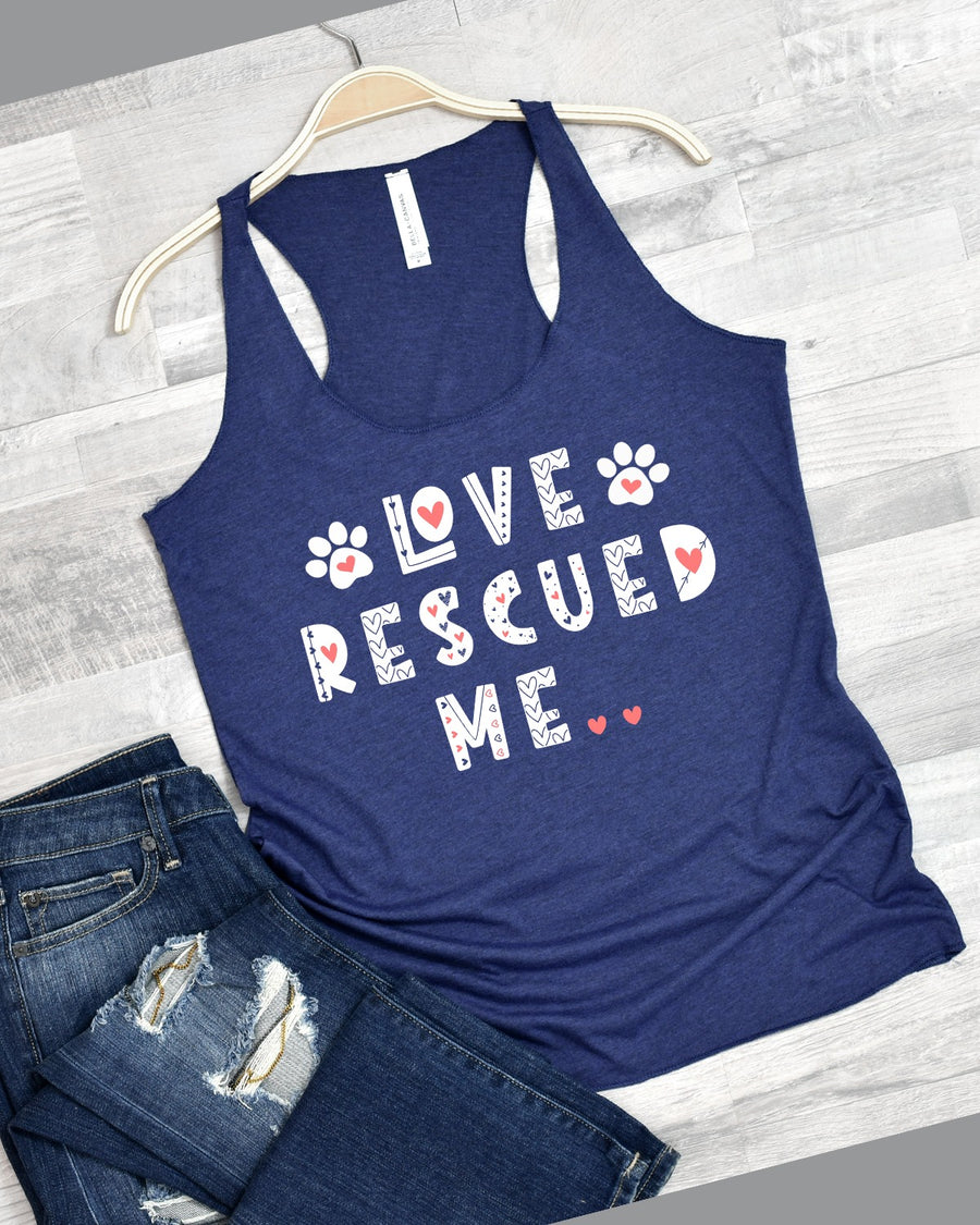 Love Rescued Me Blue Tank Top