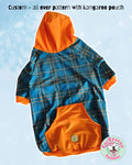 Aqua Plaid - PAWjama with Orange Neck & Trim/Sleeves