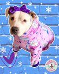 Pitties Free Kisses Booth  - PAWjama with Purple Neck & Trim/Sleeves