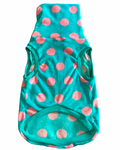Polka Dots Aqua & Pink Fleece with Long Turtle Neck  - Sleeveless