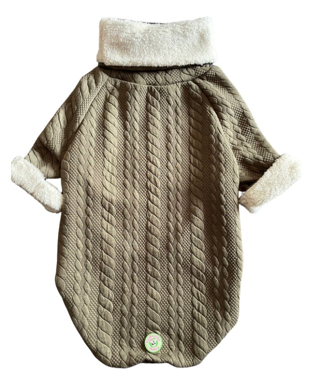 Snood Military Green Cable Knit Sweater - PAWJama