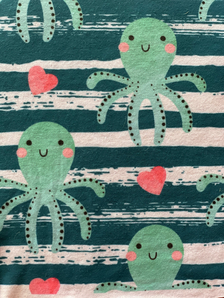 Octopus Love - PAWJama with Red Trim/Sleeves