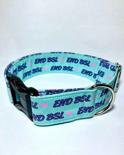 End BSL Teal & Pink Fabric Collar 1.5”