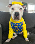 Pitties in the Rain - PAWJama with Yellow Trim/Sleeves