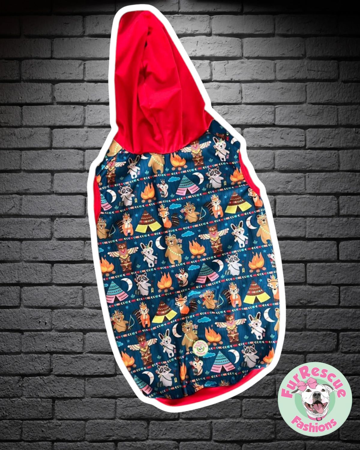 Woodland Tribe - PAWjama with Red Neck & Trim/Sleeves