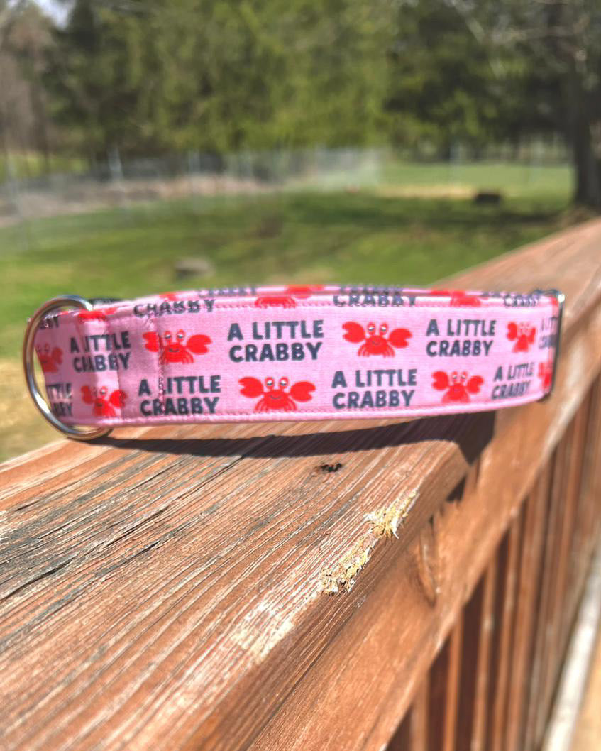 A Little Crabby Pink Fabric Collar 1.5”