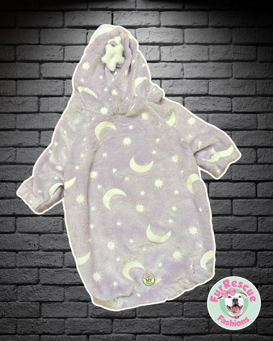 Glowing Lilac Moons Hoodie With Star Pompom