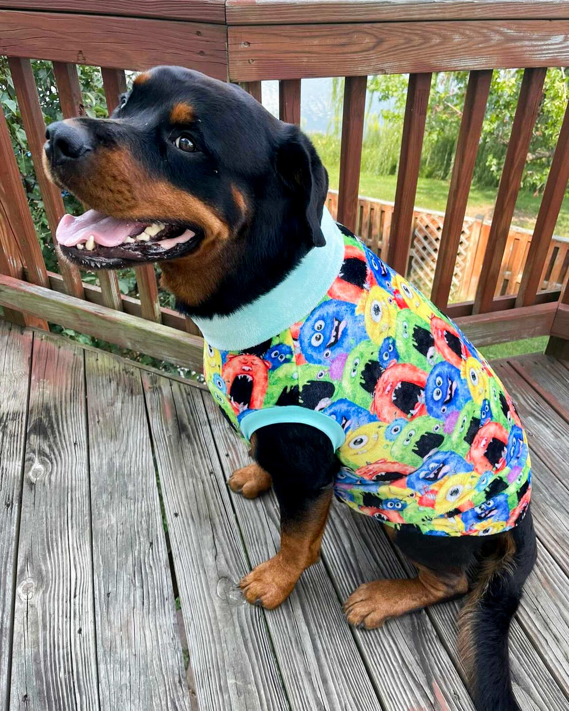 Monster Pawty- PAWJama with Royal Blue Trim/Sleeves