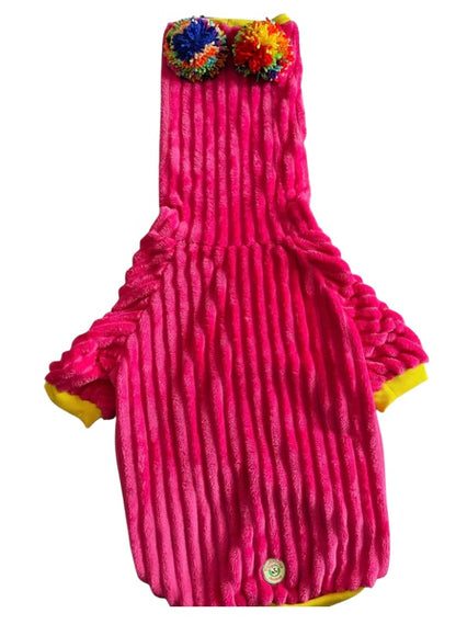 Fuchsia Dog Sweater with Long Pompom Snood