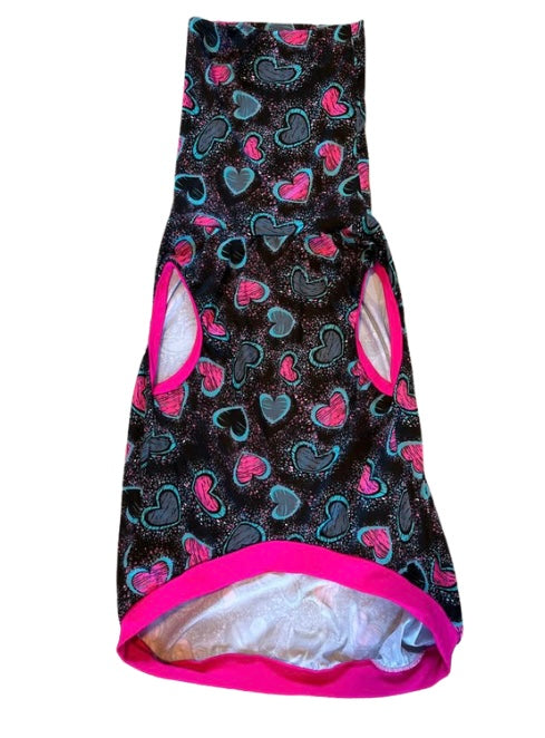Galactic Hearts- PAWJama with Your Option of Hot Pink, Aqua or Black Trim/Sleeves