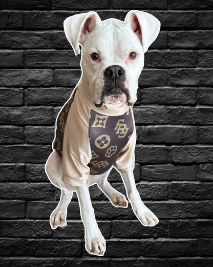 Furri Vuitton Brown - PAWjama with Tan Neck & Trim/Sleeves