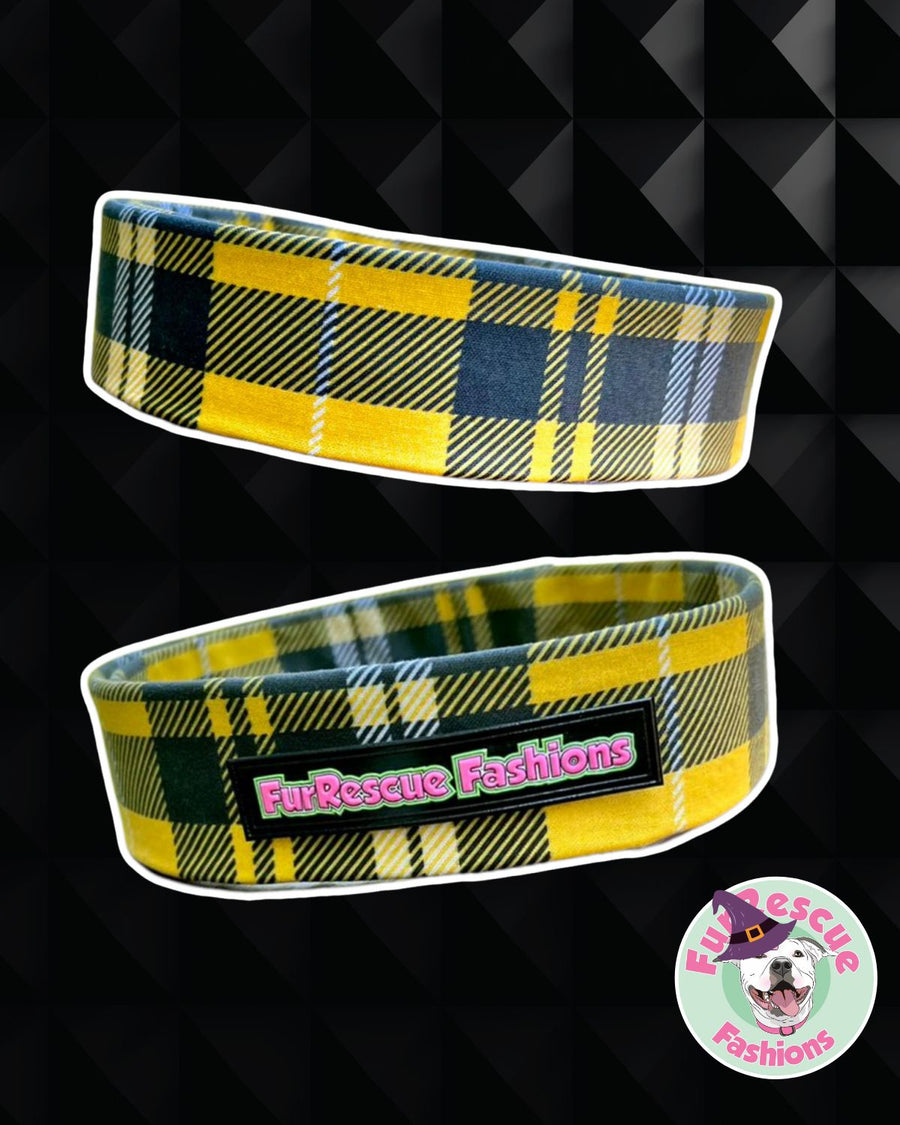 Yellow & Black Plaid Fabric Collar 1.5”