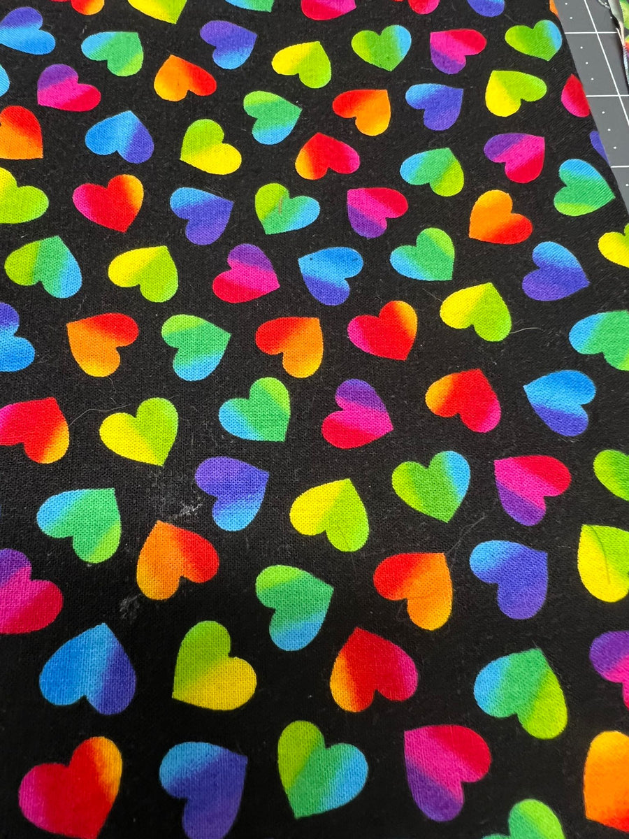 Rainbow Hearts Fabric Collar 1.5”