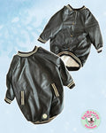 Black Faux Leather Varsity Jacket