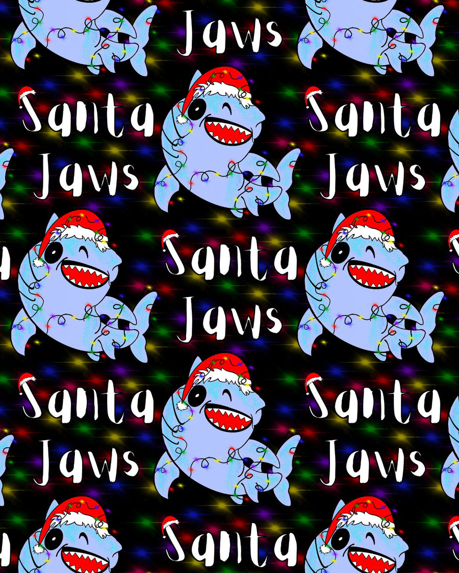 Black Santa Jaws- PAWJama with Red Trim/Sleeves