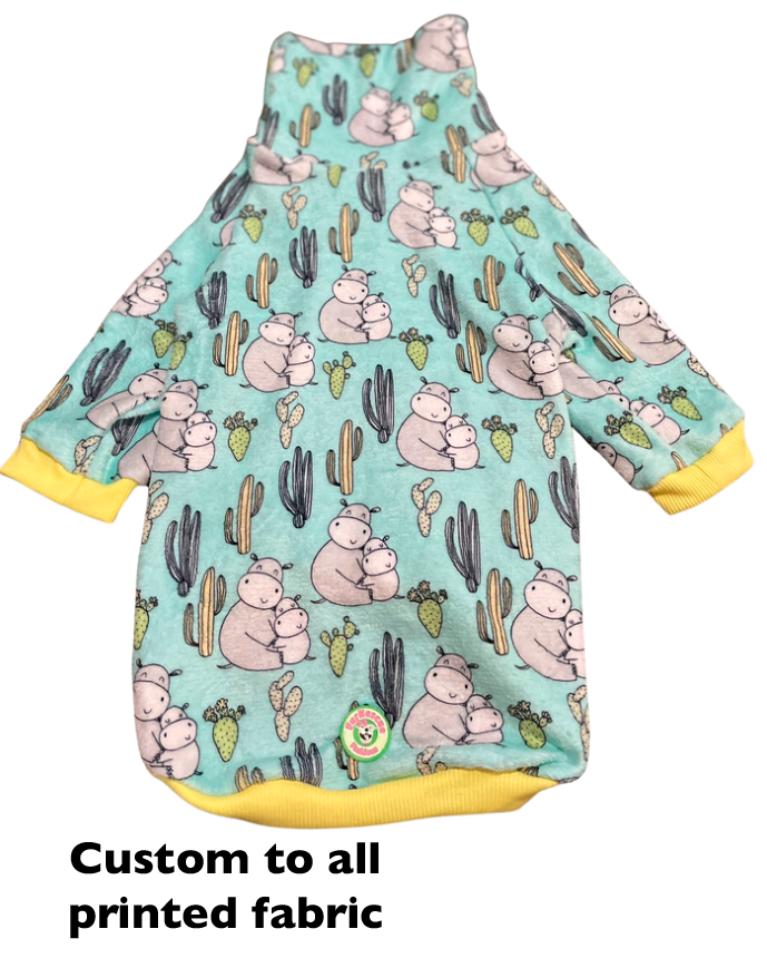 Mint Hippo Mommy & Baby Love - PAWJama with Light Yellow Neck & Trim/Sleeves